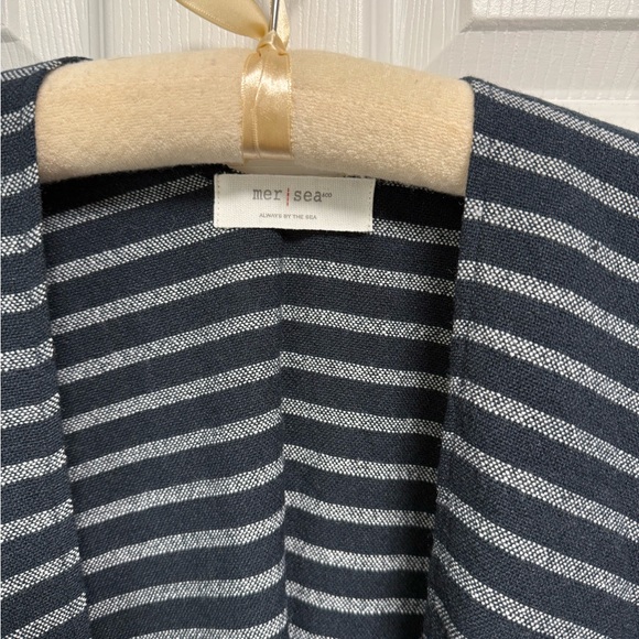 Striped Navy and Pink Poncho Wrap Sweater by MERSEA - Picture 6 of 9